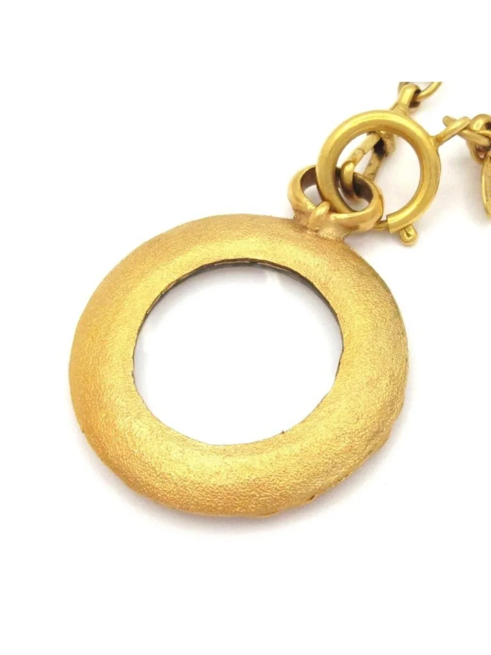 Chanel Necklace CC Logo Gold Clear Loupe